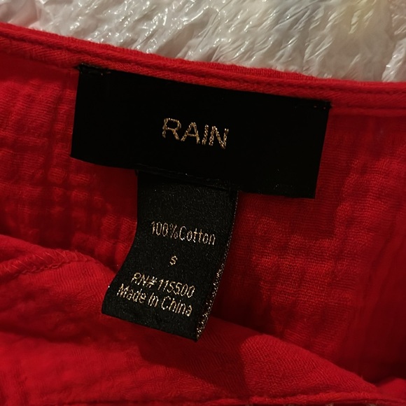 NWOT rain small red boho shirt embroidered 1448 - Picture 4 of 4